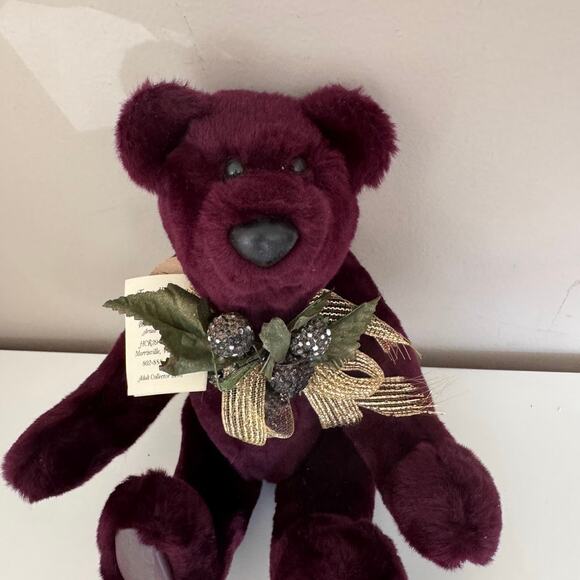Treadle Bears of Vermont Burgundy Jointed Teddy Bear Collectible Barbara McLean - Picture 1 of 7